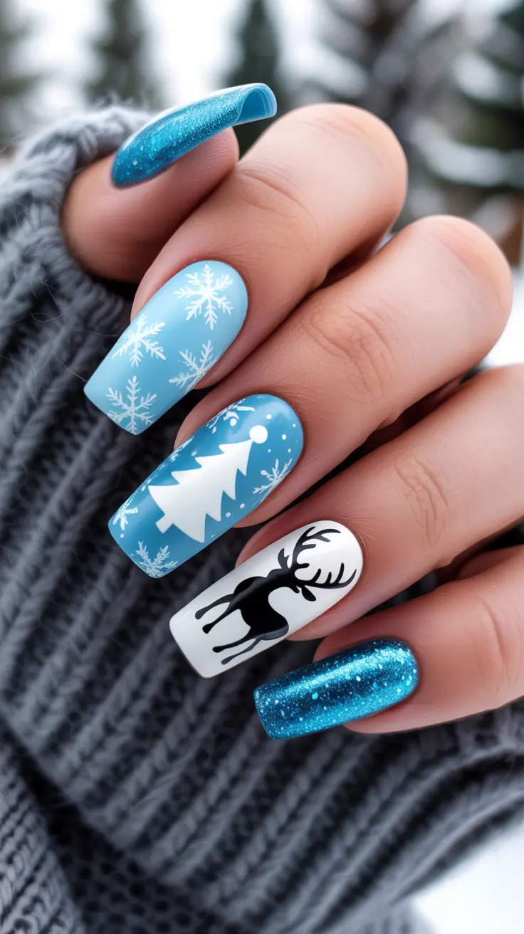 winter nail colors and designs ideas 2025-2026 Nordic Winter Fantasy