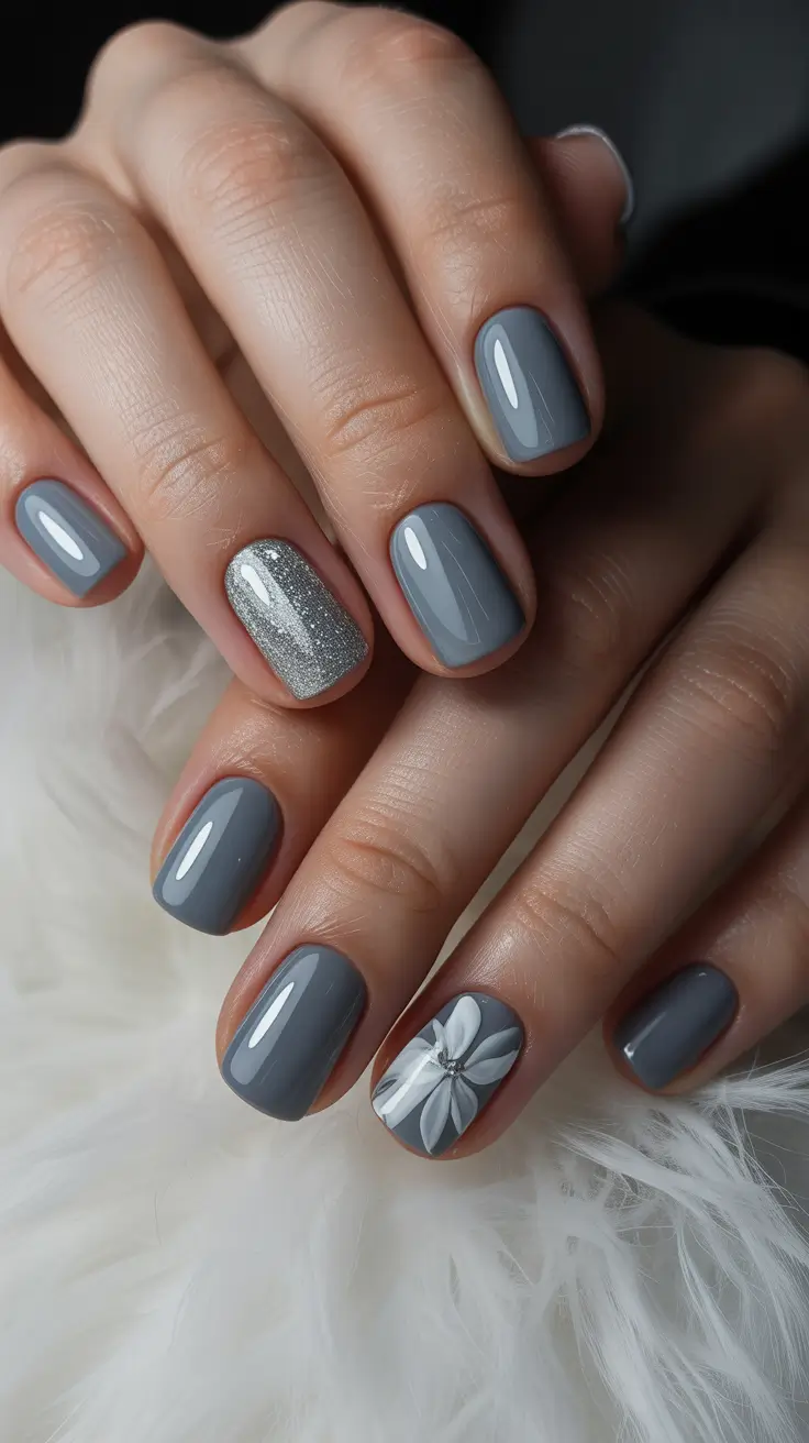 winter nail colors and designs ideas 2025-2026 Steel Petal Grace