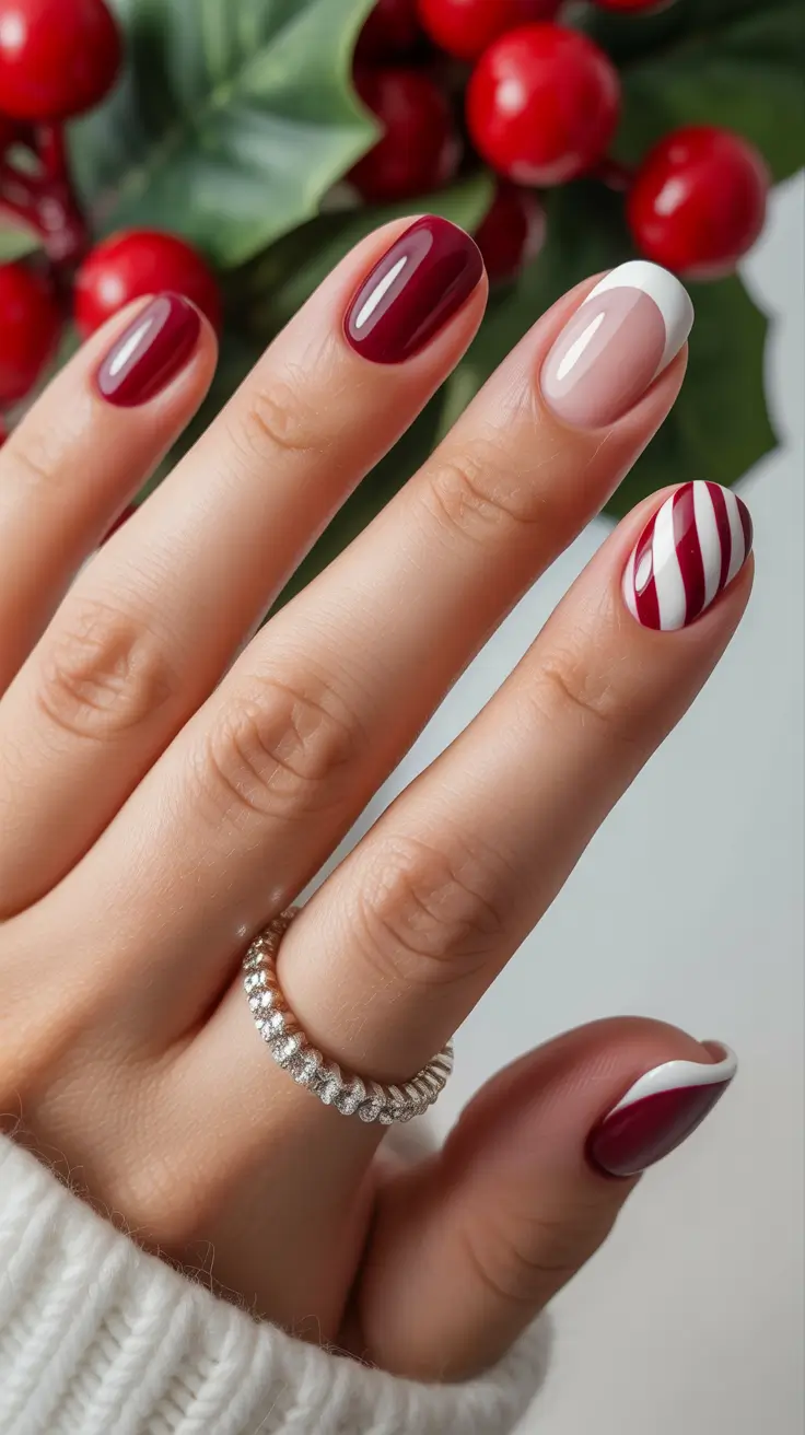 winter nail colors and designs ideas 2025-2026 Berry French Twist