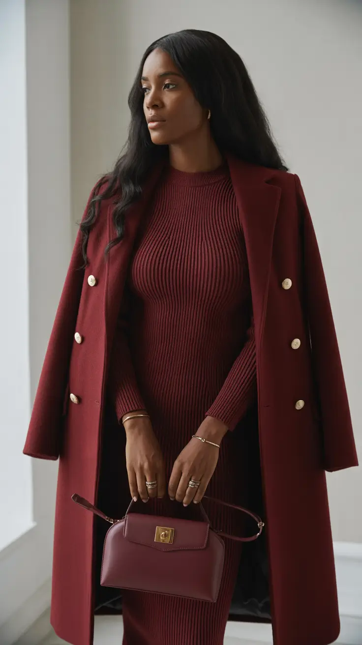 Winter Outfits for Black Girl ideas 2025 2026 Wine-Toned Sophistication