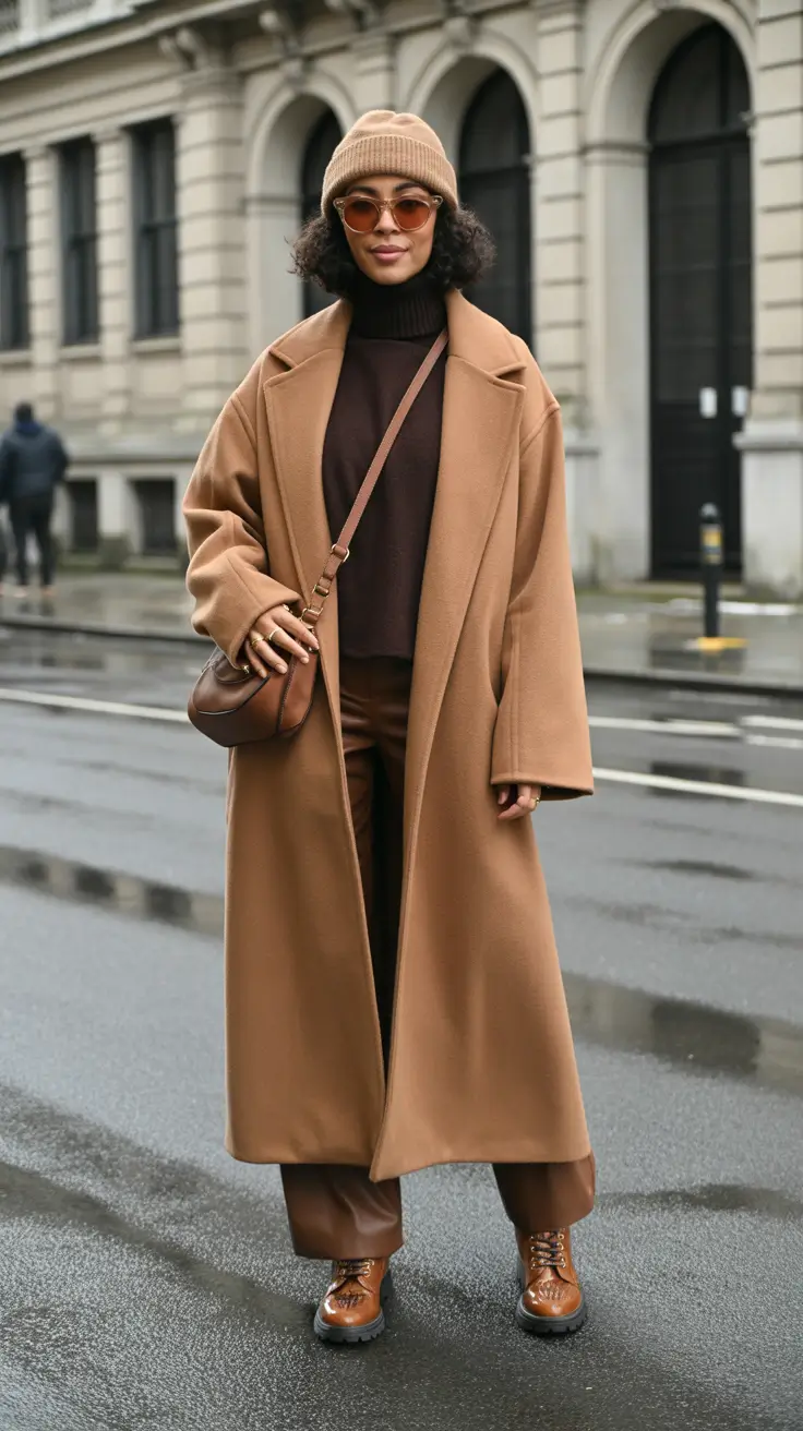 Winter Outfits for Black Girl ideas 2025 2026 Layered Caramel Perfection