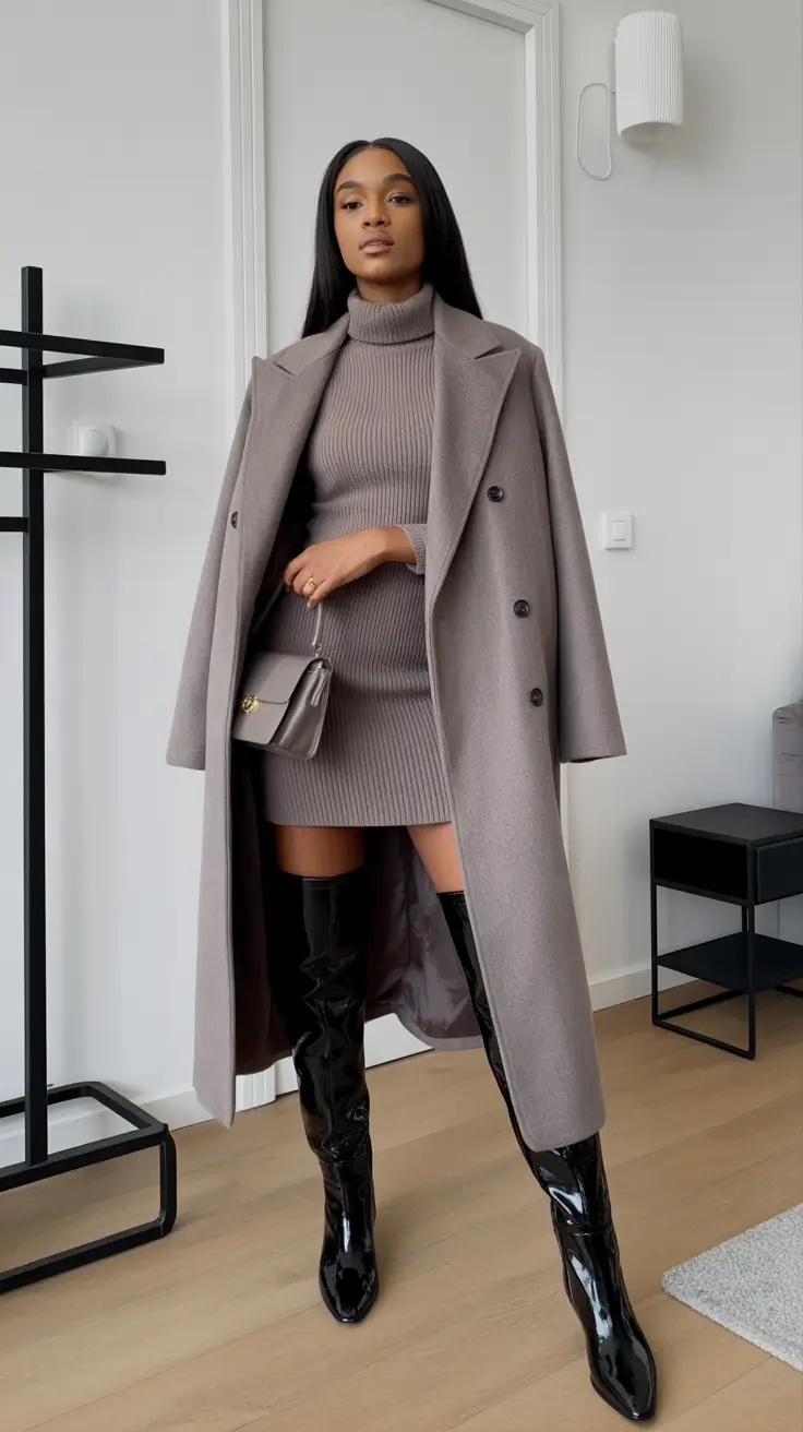 Winter Outfits for Black Girl ideas 2025 2026 Monochrome Taupe Chic