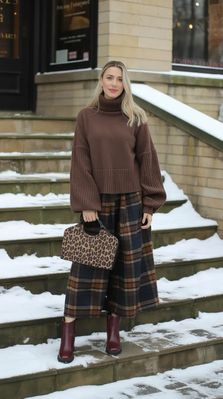 Winter Work Outfits 2025-2026 Playful Plaid Warmth