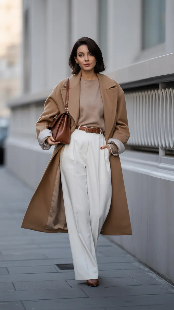 Winter Work Outfits 2025-2026 Camel and Cream Classic