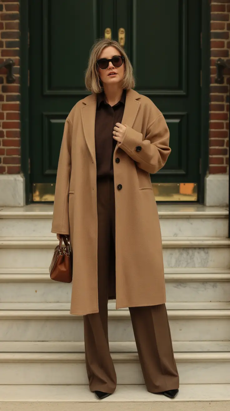 Winter Work Outfits 2025-2026 Effortless Brown Monochrome