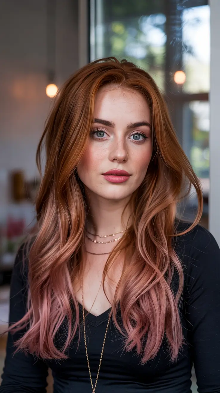 auburn hair colors 2026 Rosewood Auburn Ombre
