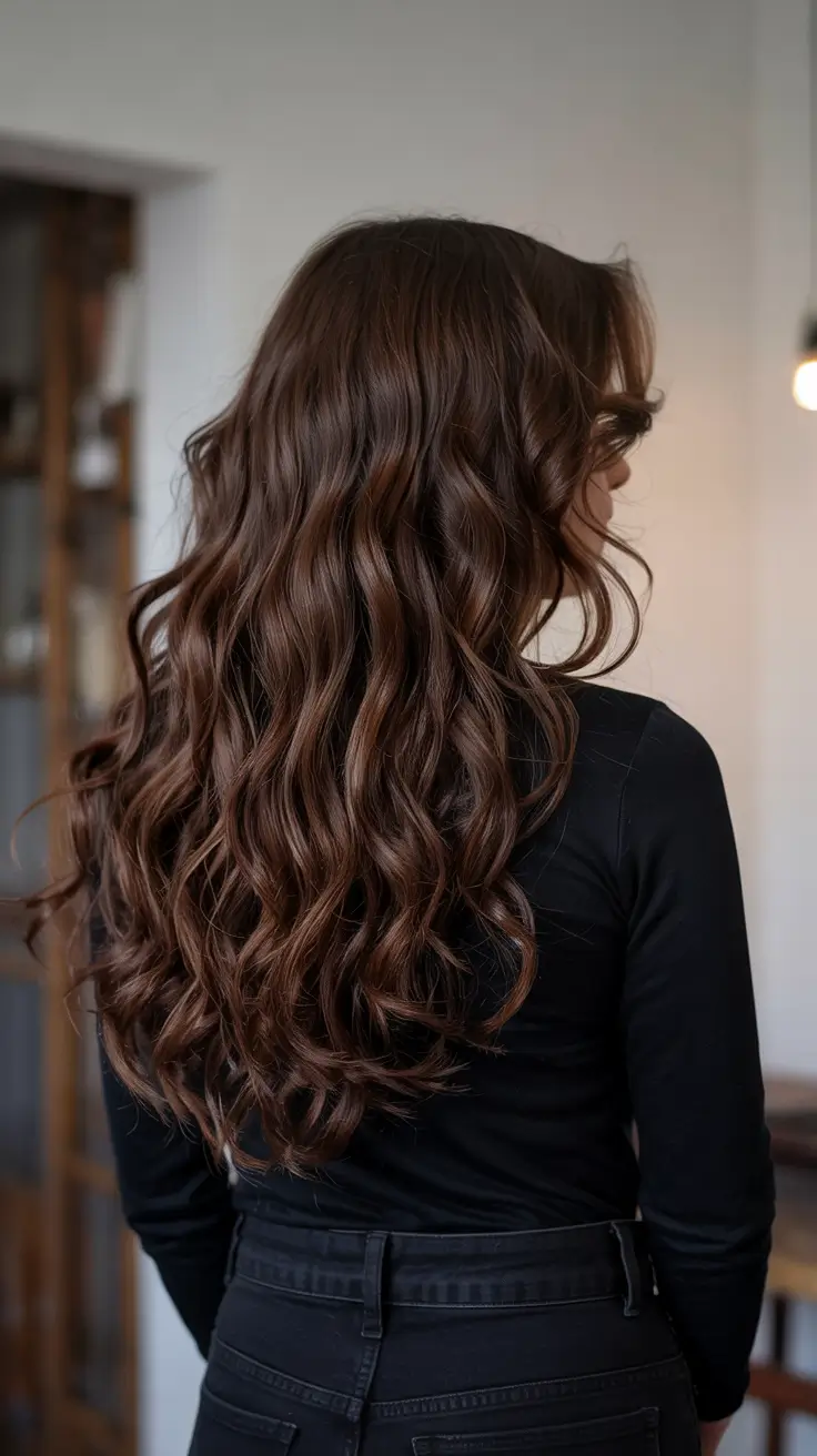 brown hair colors 2026 Cinnamon Cocoa Length with Velvet Waves