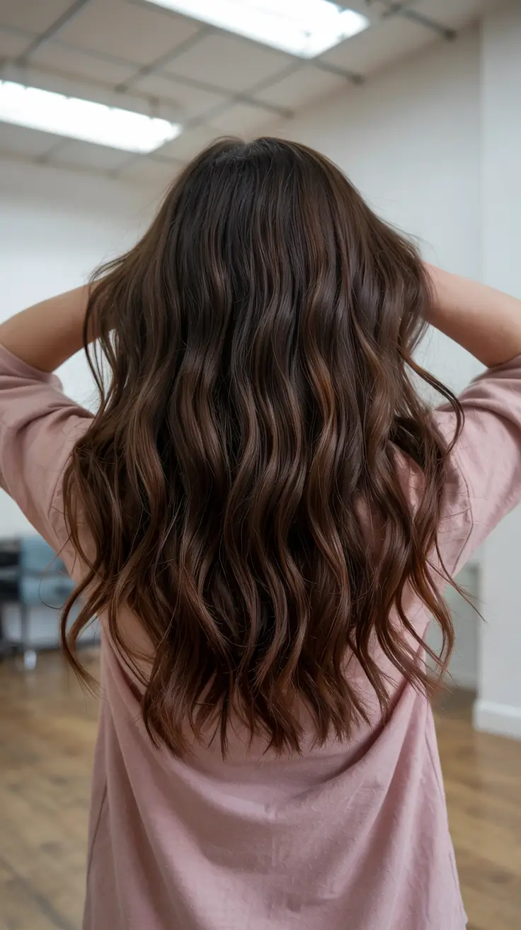 brown hair colors 2026 Espresso Melt with Loose Mid-Waves
