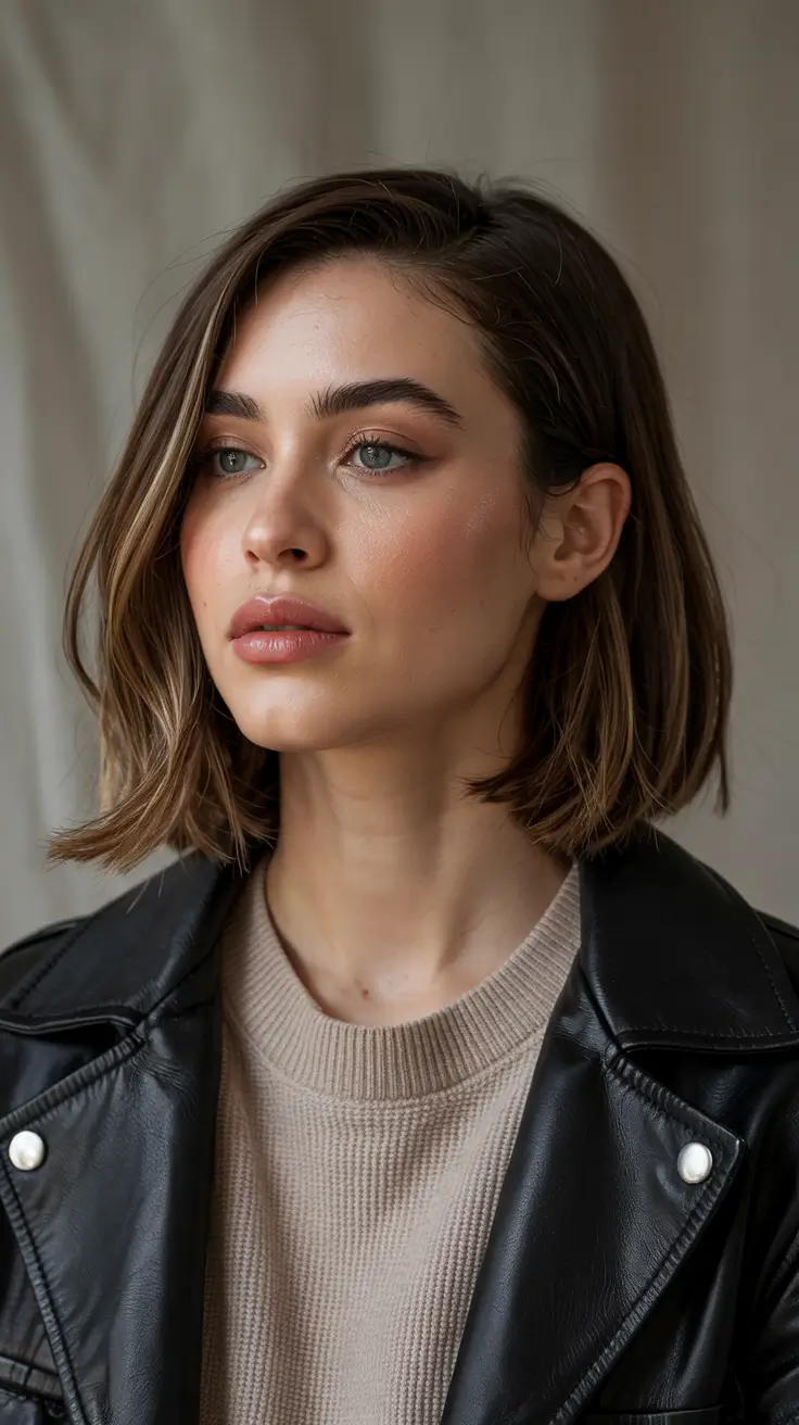 brown hair colors 2026 Classic Bob with Sandy Brunette Tones