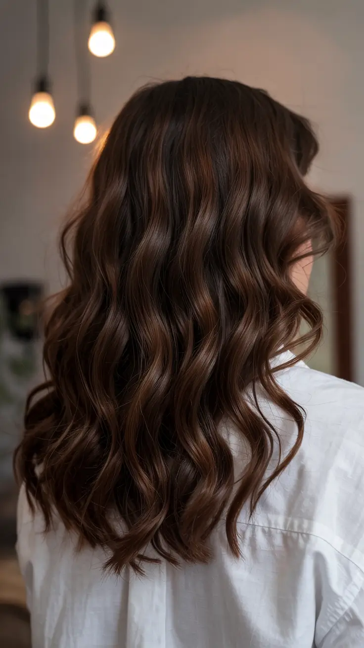 brunette hair colors 2026+Chocolate Chestnut with Satin Curl Finish
