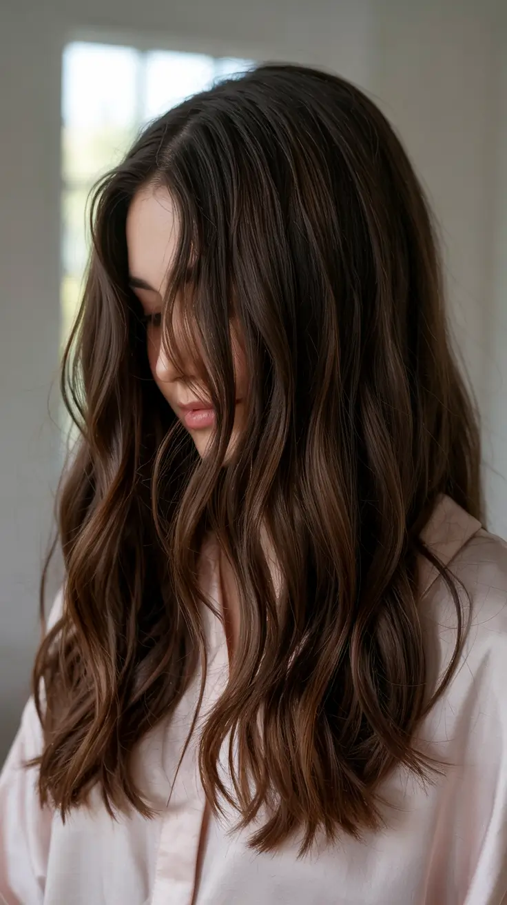 brunette hair colors 2026+Milk Tea Brown with Soft Lived-In Texture