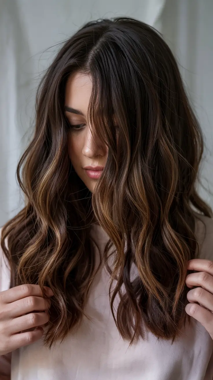 brunette hair colors 2026+Layered Walnut Strands with Barely-There Highlights