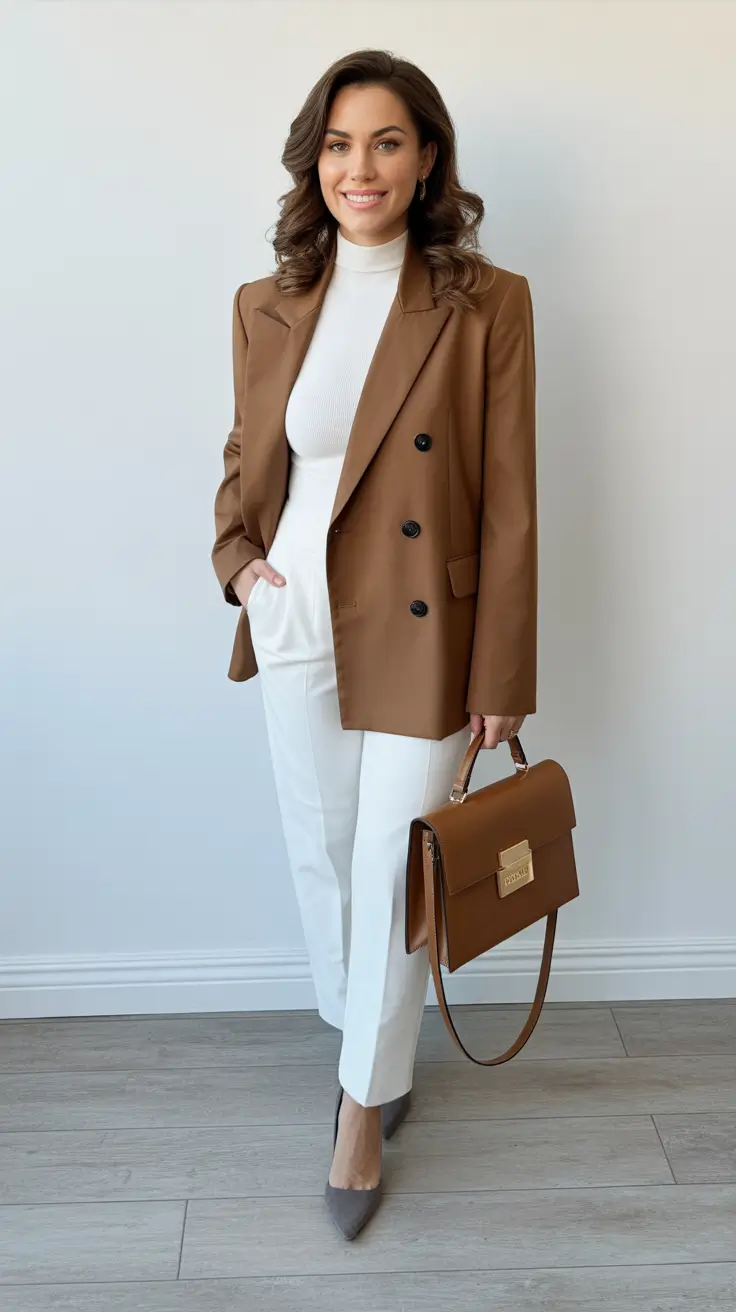 Casual office outfits for work 2026 Coffee Tones