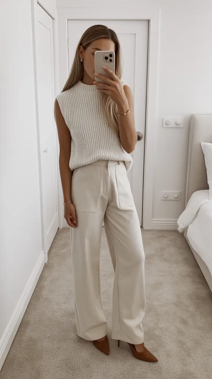 Casual office outfits for work 2026 Effortless Monochrome in Cream