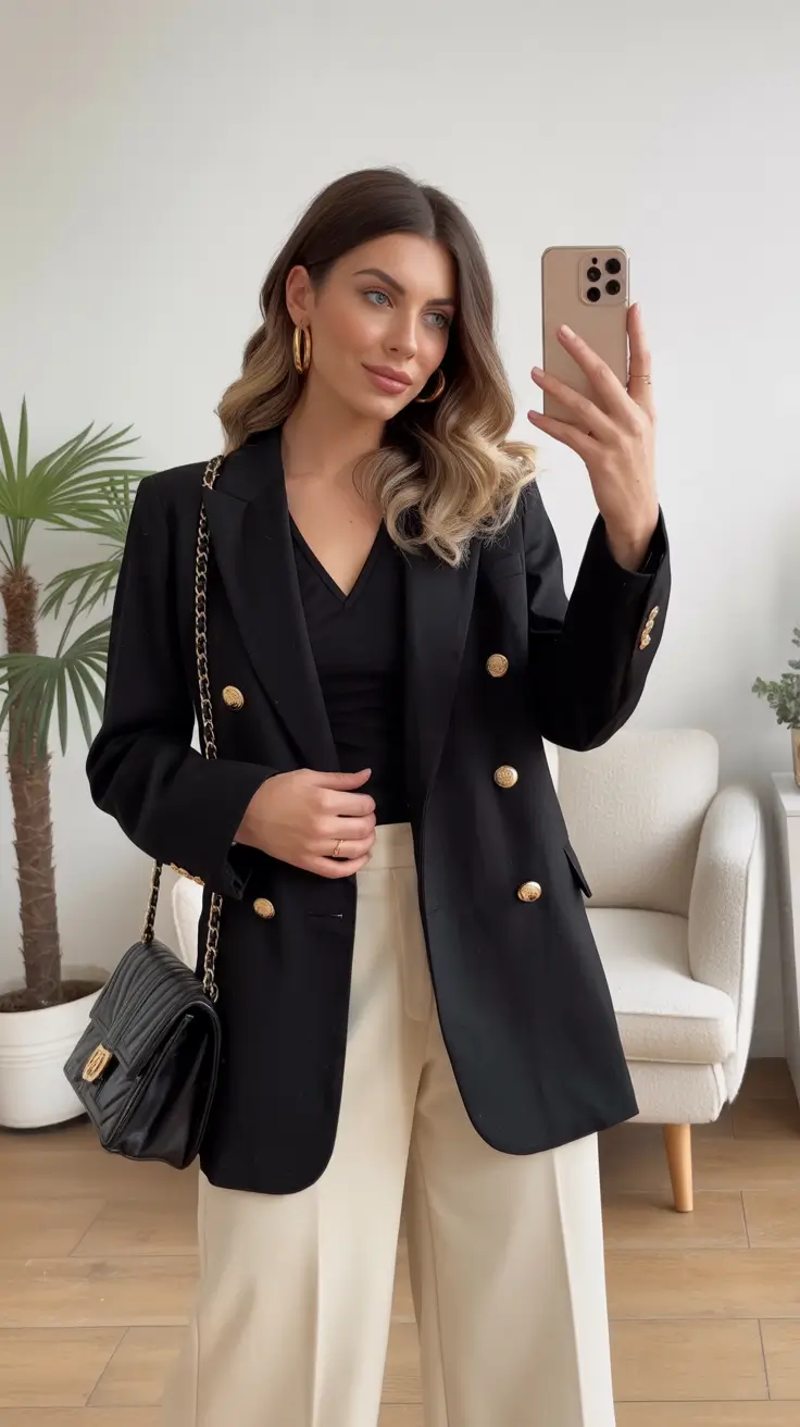 casual-outfits-for-women-2026-Black-&-Cream-Power-Duo