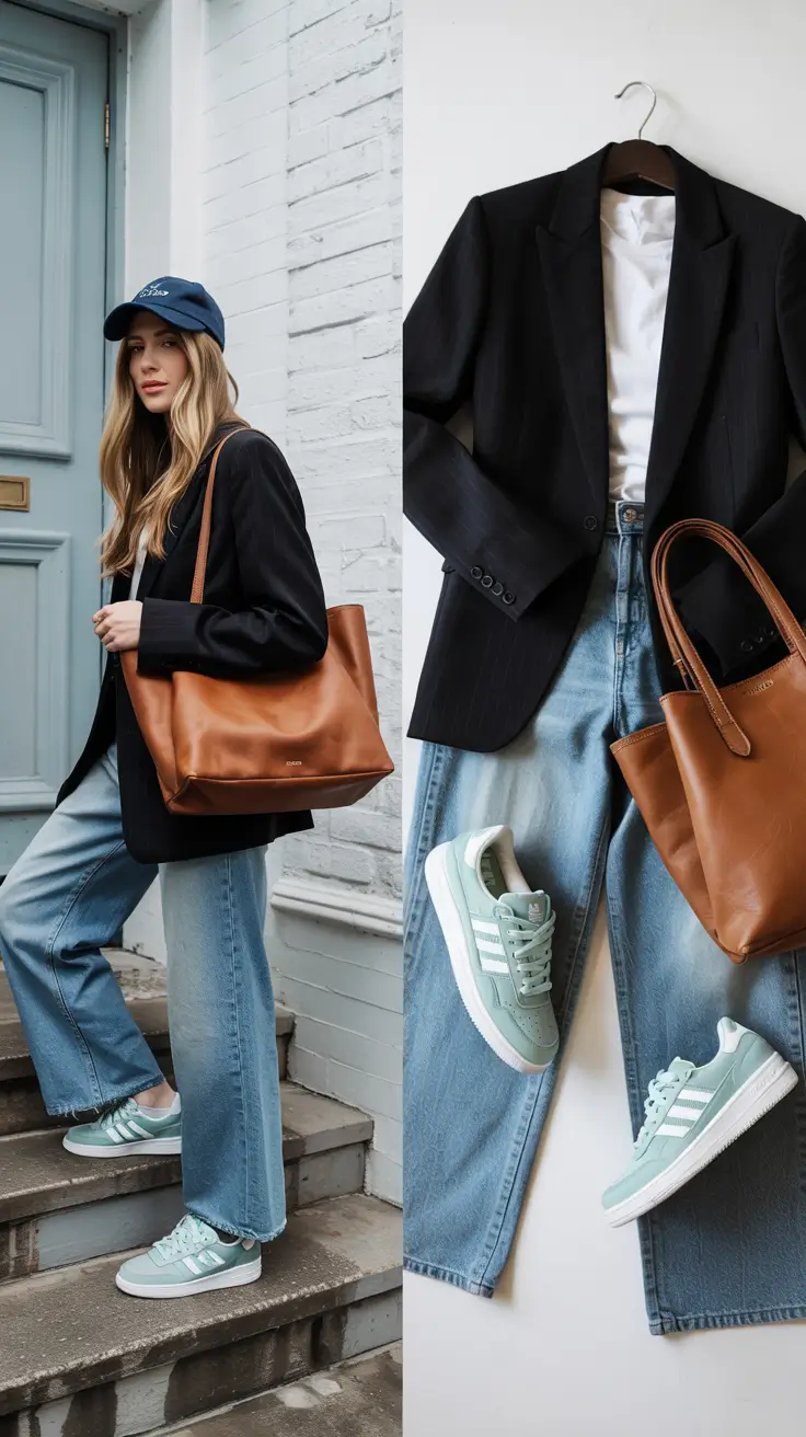 Casual outfits with sneakers 2026 Mint-Accents-With-Sharp-Tailoring