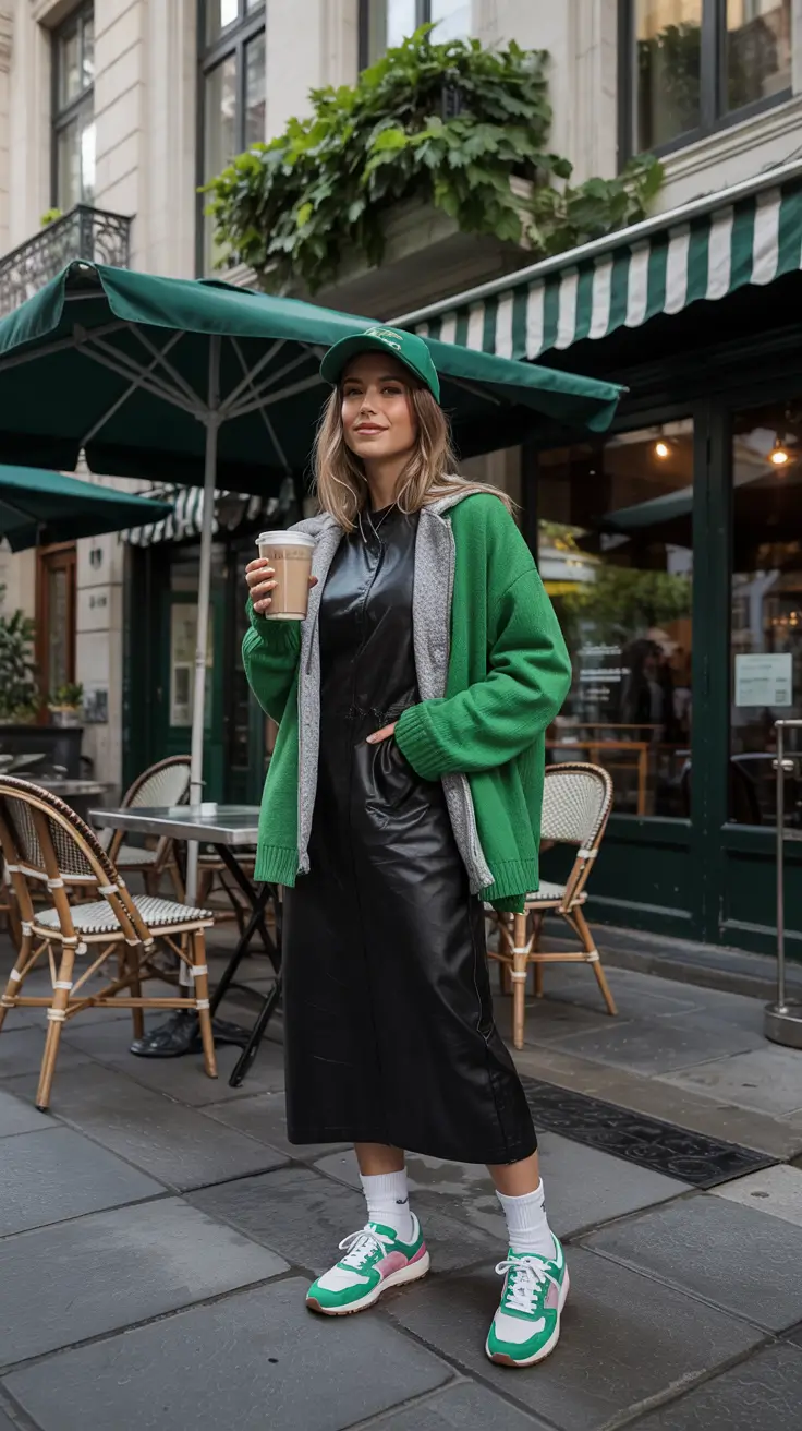 Casual outfits with sneakers 2026 Bold-Greens-With-Urban-Texture