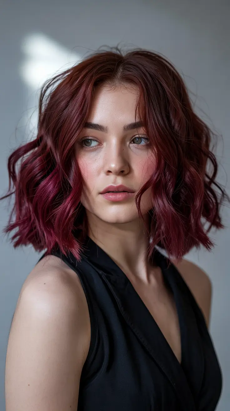 cherry red hair colors 2026 Vibrant Cherry-Pink Bob with Bouncy Spring Curls