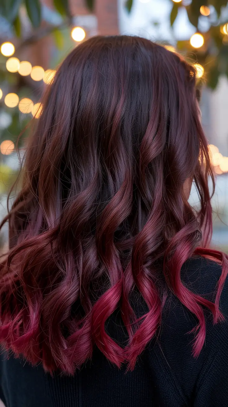 cherry red hair colors 2026 Berry-Tipped Cherry Ombre with Soft Curls