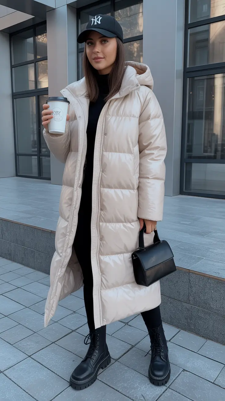 Chic cold weather outfits 2026 City Sleek in Cream Puffer
