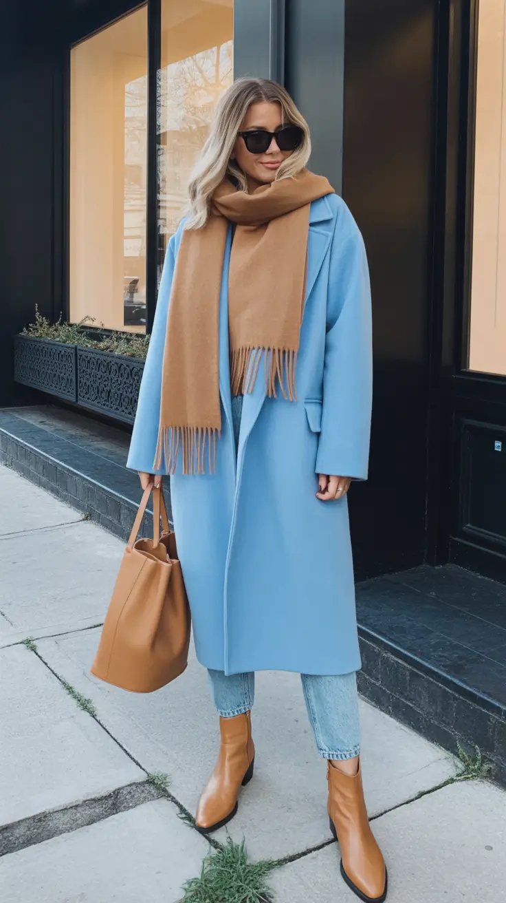 Chic cold weather outfits 2026 Powder Blue Elegance