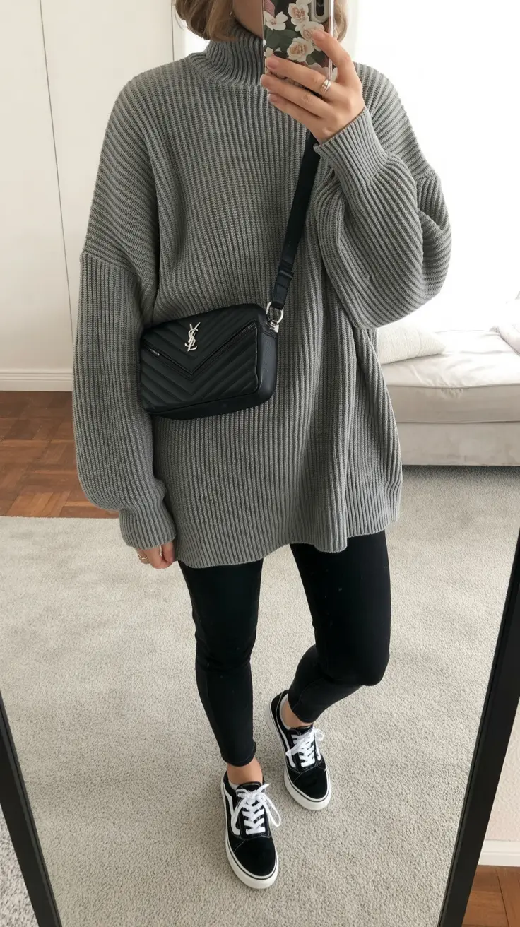 Chic cold weather outfits 2026 Cozy Minimalism The Oversized Knit Moment