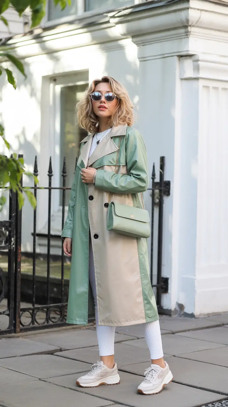 chic legging outfits 2026 Mint-Toned Modernity