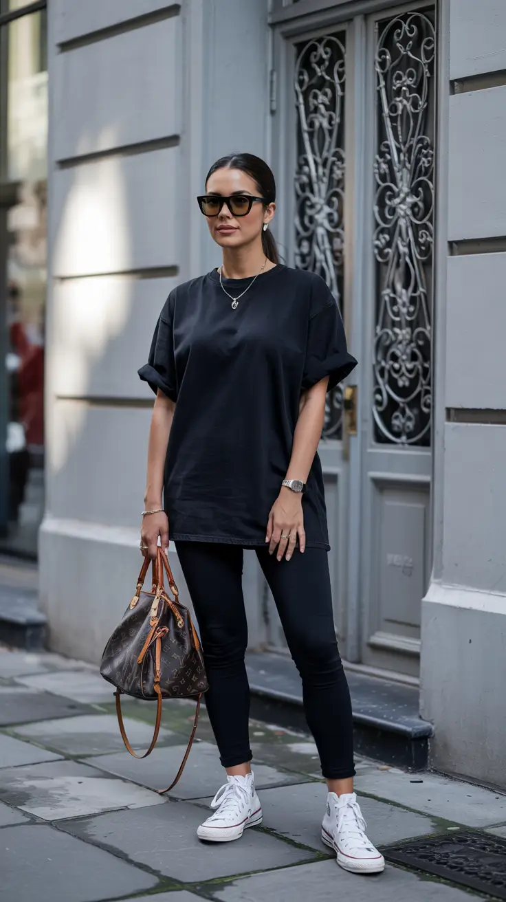 chic legging outfits 2026 Monochrome Minimalism