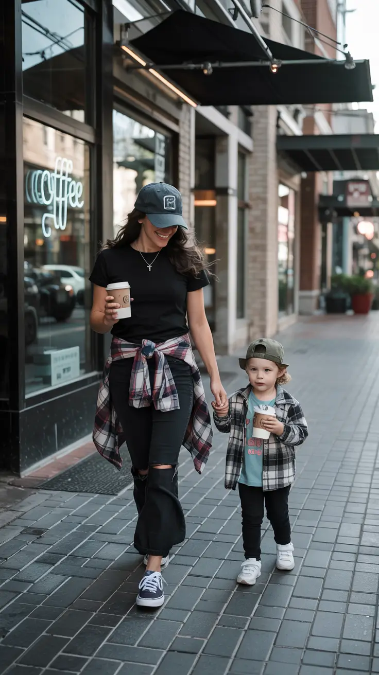 Chic Mom Outfits 2026 Urban Flannel Duo