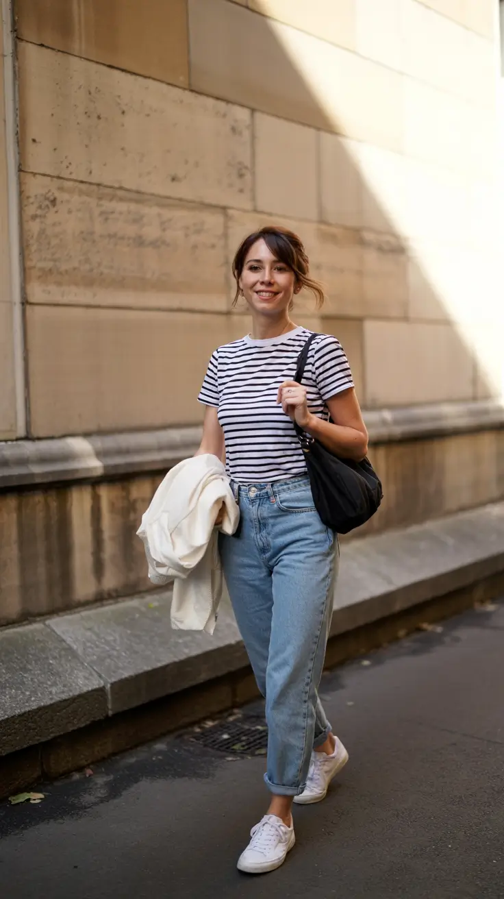 Chic Mom Outfits 2026 Parisian Stripes Timeless Ease