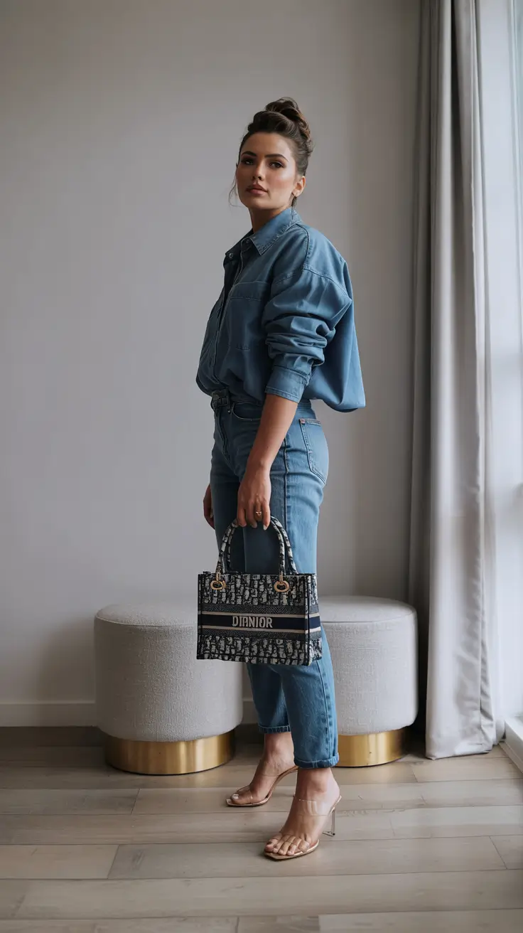 Chic Mom Outfits 2026 Denim-on-Denim Sophistication