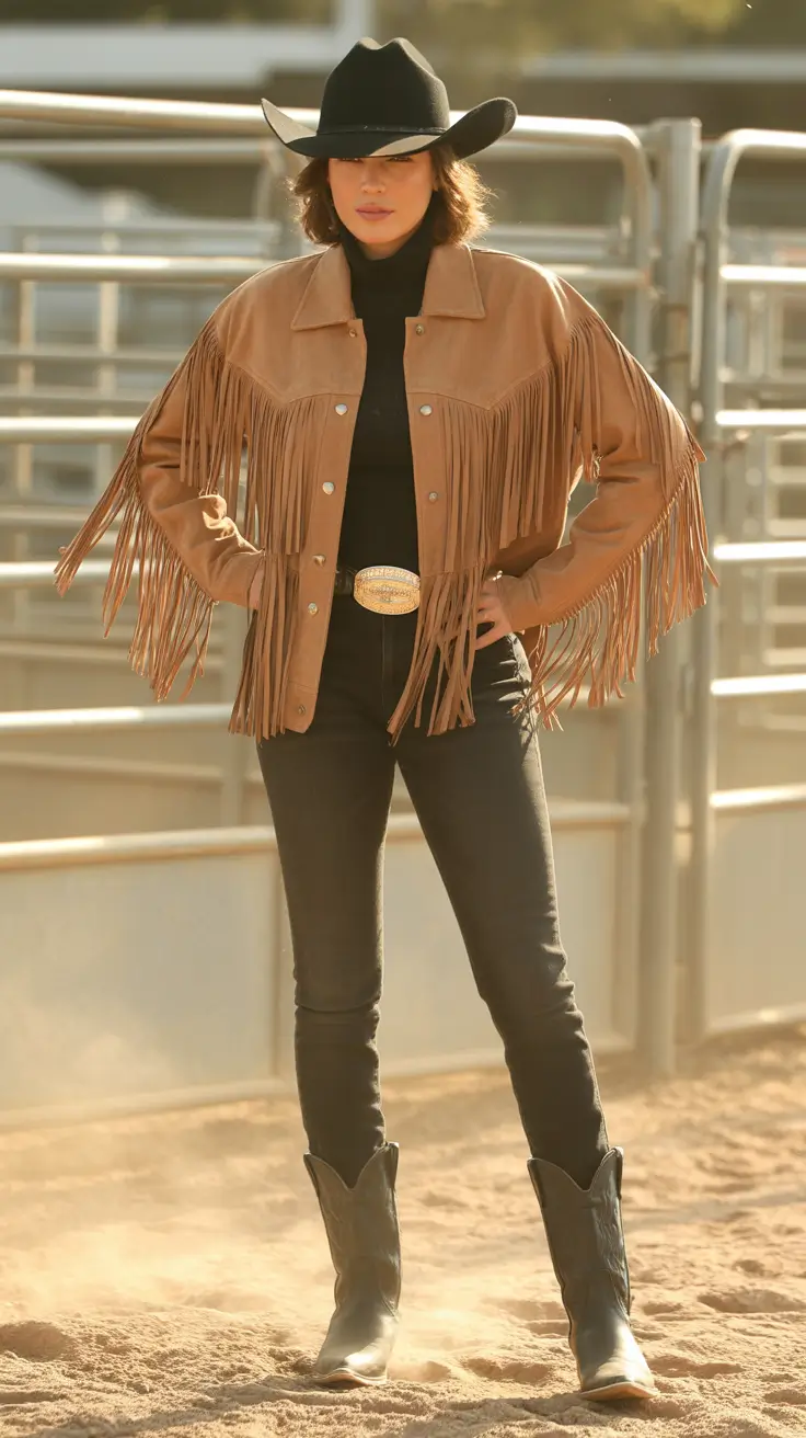 Chic rodeo outfits 2026 Golden Fringe Confidence