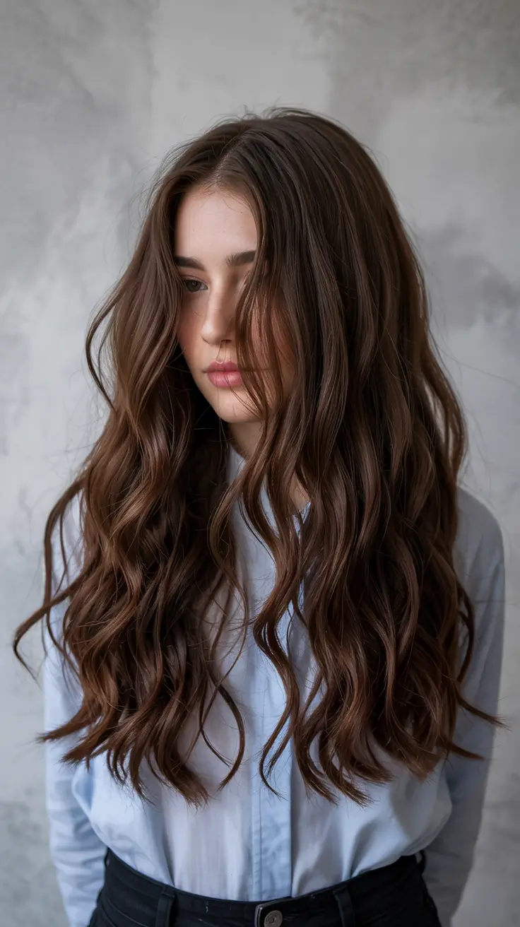 chocolate brown hair colors 2026 Natural Matte Curls with Earthy Chocolate Depth