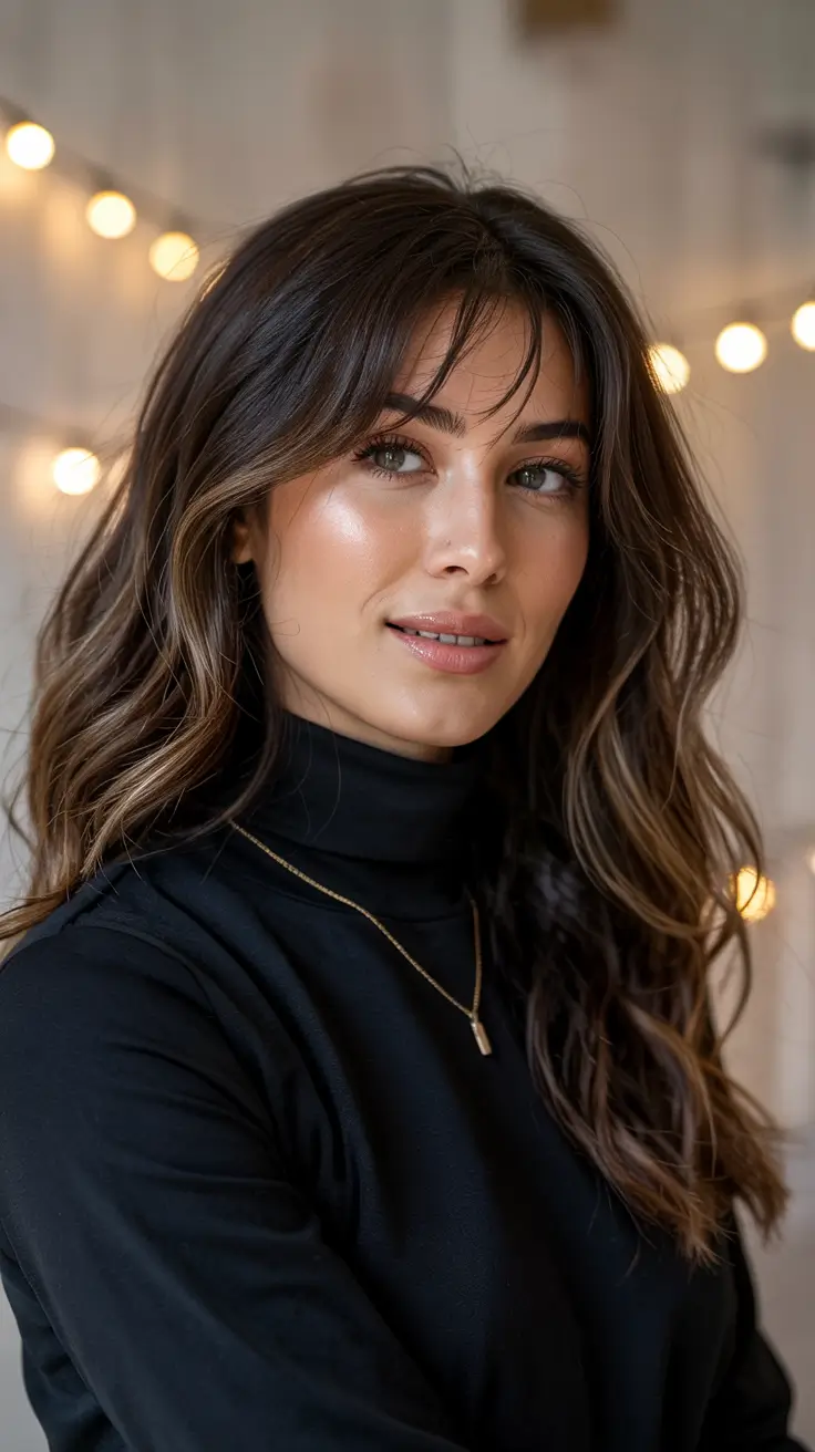 chocolate brown hair colors 2026 Soft Contoured Layers with Face-Framing Highlights