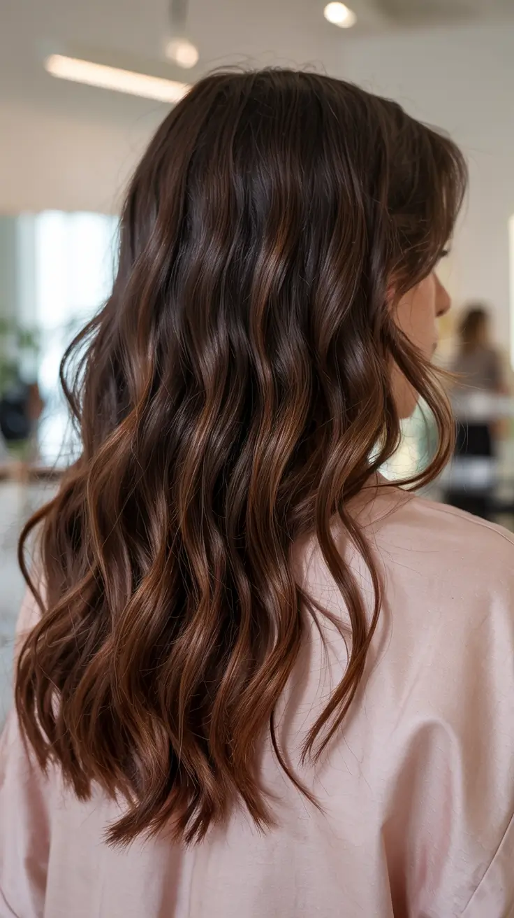 chocolate brown hair colors 2026 Cinnamon Ribbons Through a Chocolate Base