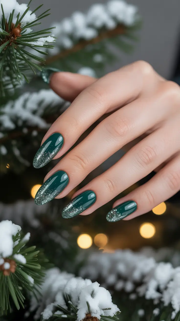Christmas Nail Art 2025 Emerald Winter Glow