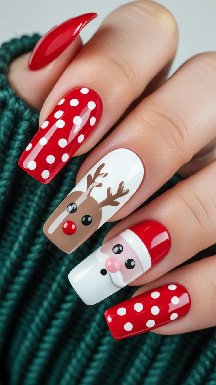 Christmas Nail Art 2025 Santa & Reindeer Fun