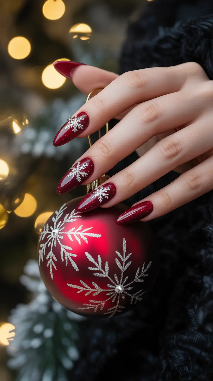 Christmas Nail Art 2025 Snowflake Sparkle Elegance