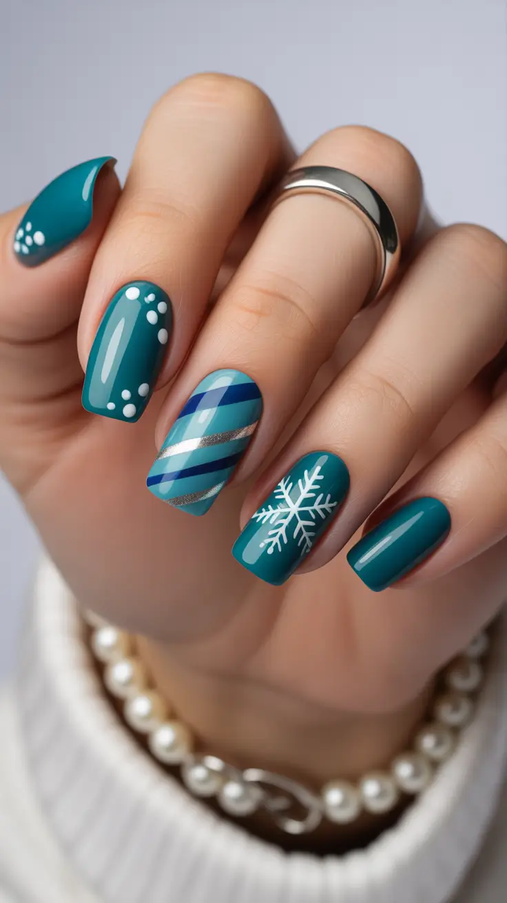 Christmas Nail Colors 2025 Frosty Teal Magic