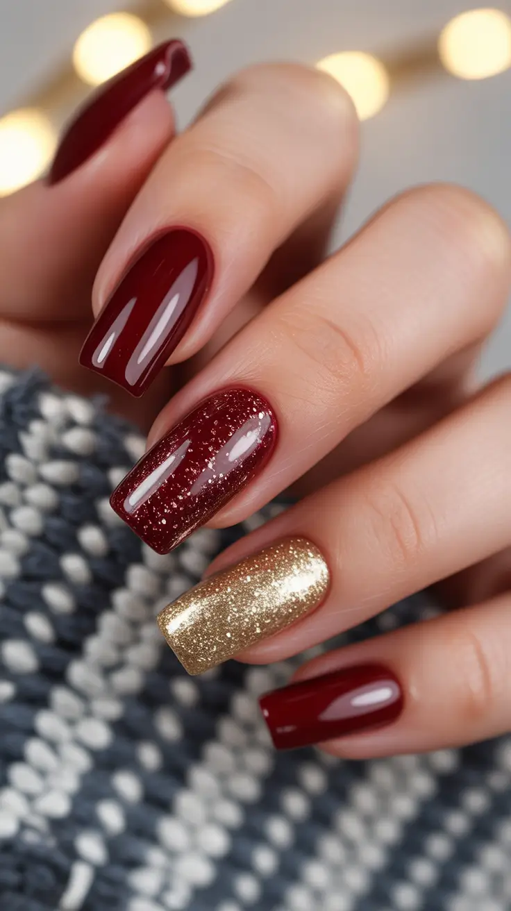 Christmas Nail Colors 2025 Crimson & Gold Luxe