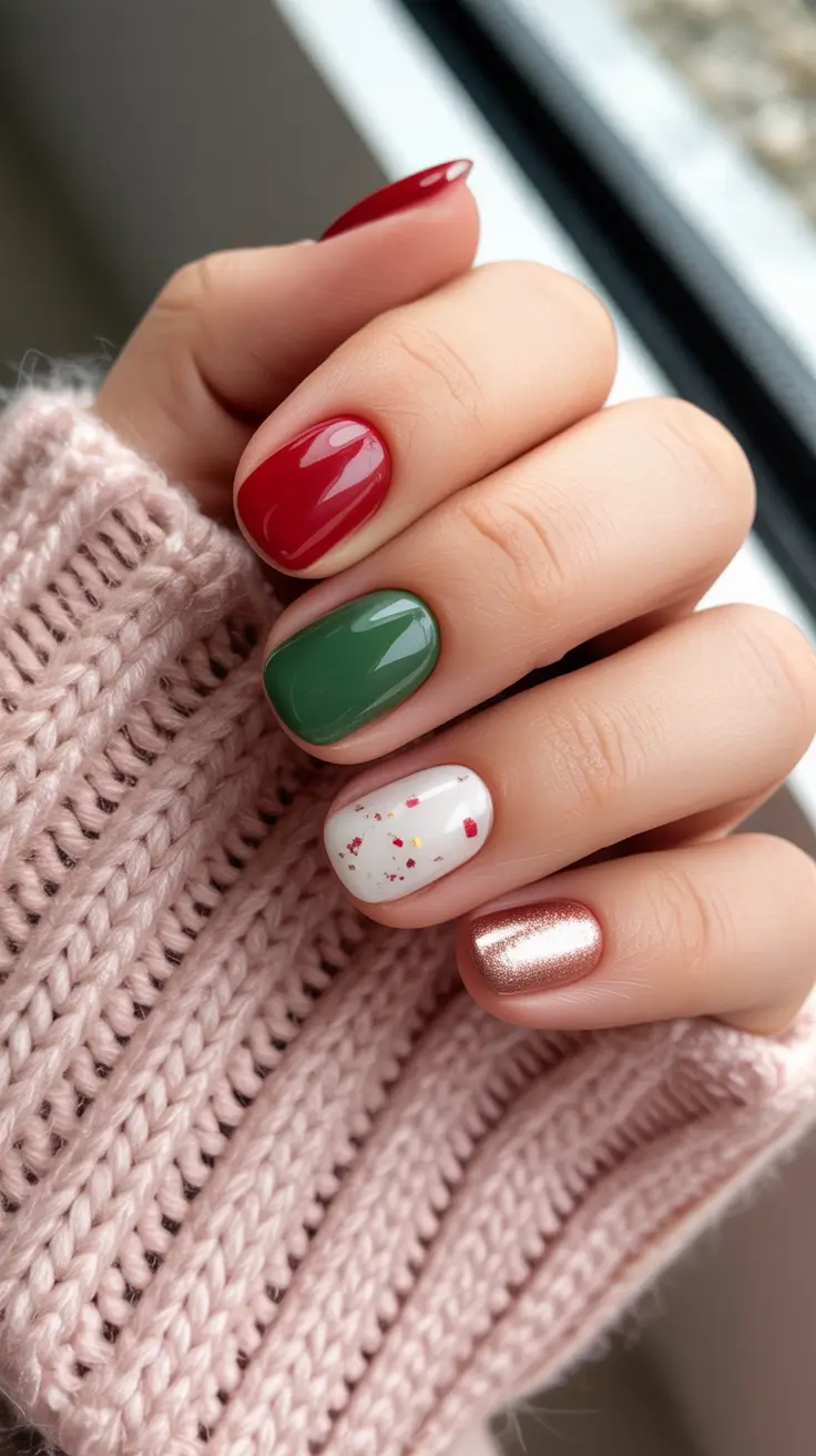 Christmas Nail Colors 2025 Playful Christmas Mix