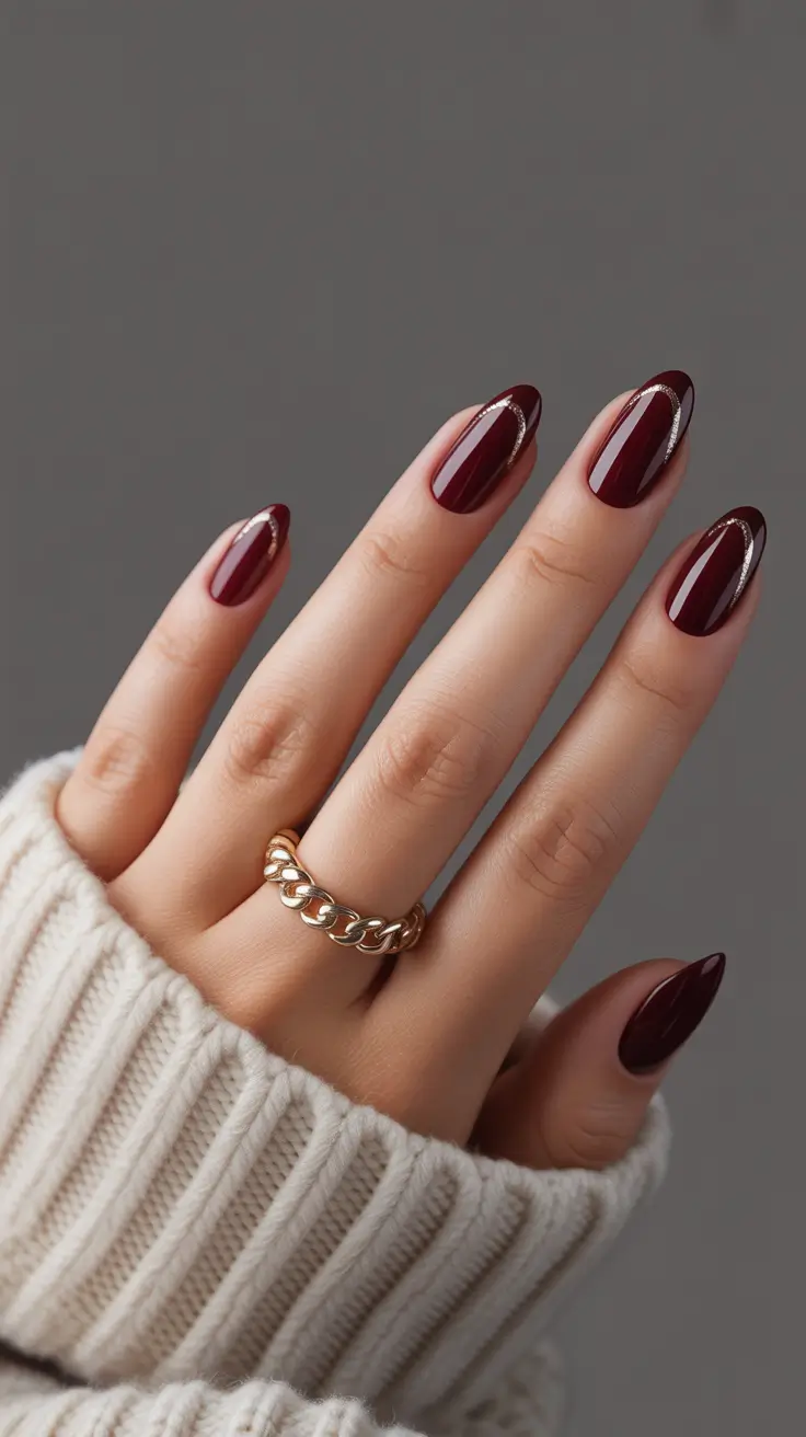 Christmas Nail Colors 2025 Wine Ribbon Grace