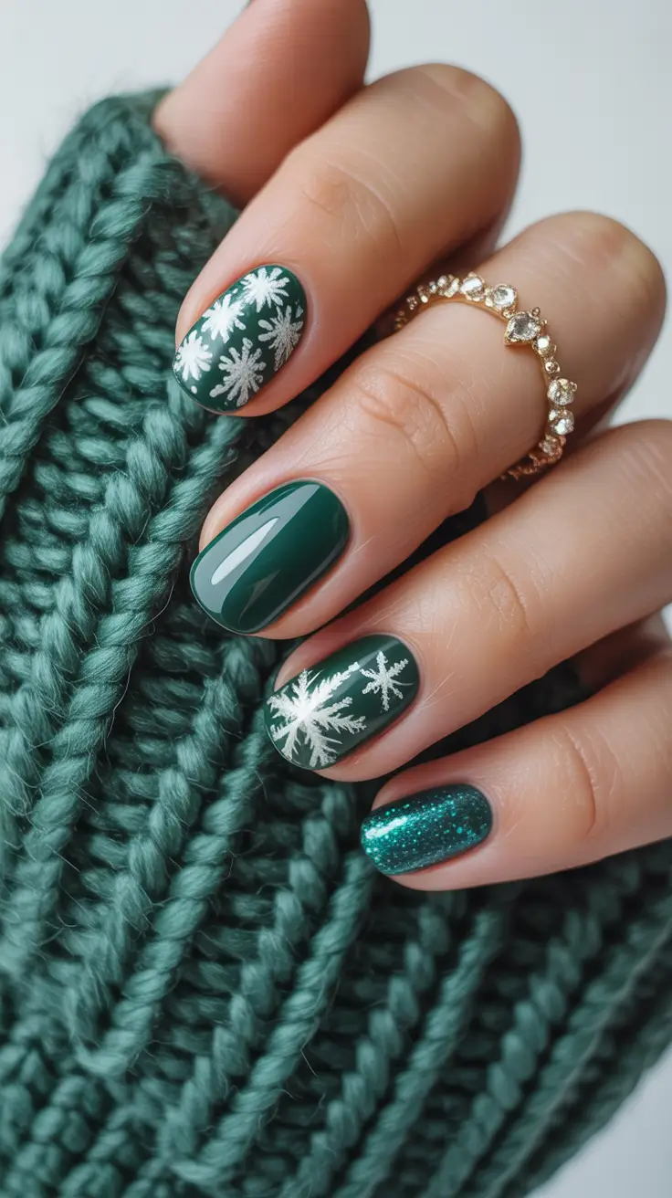 Christmas Nail Colors 2025 Emerald Snowfall