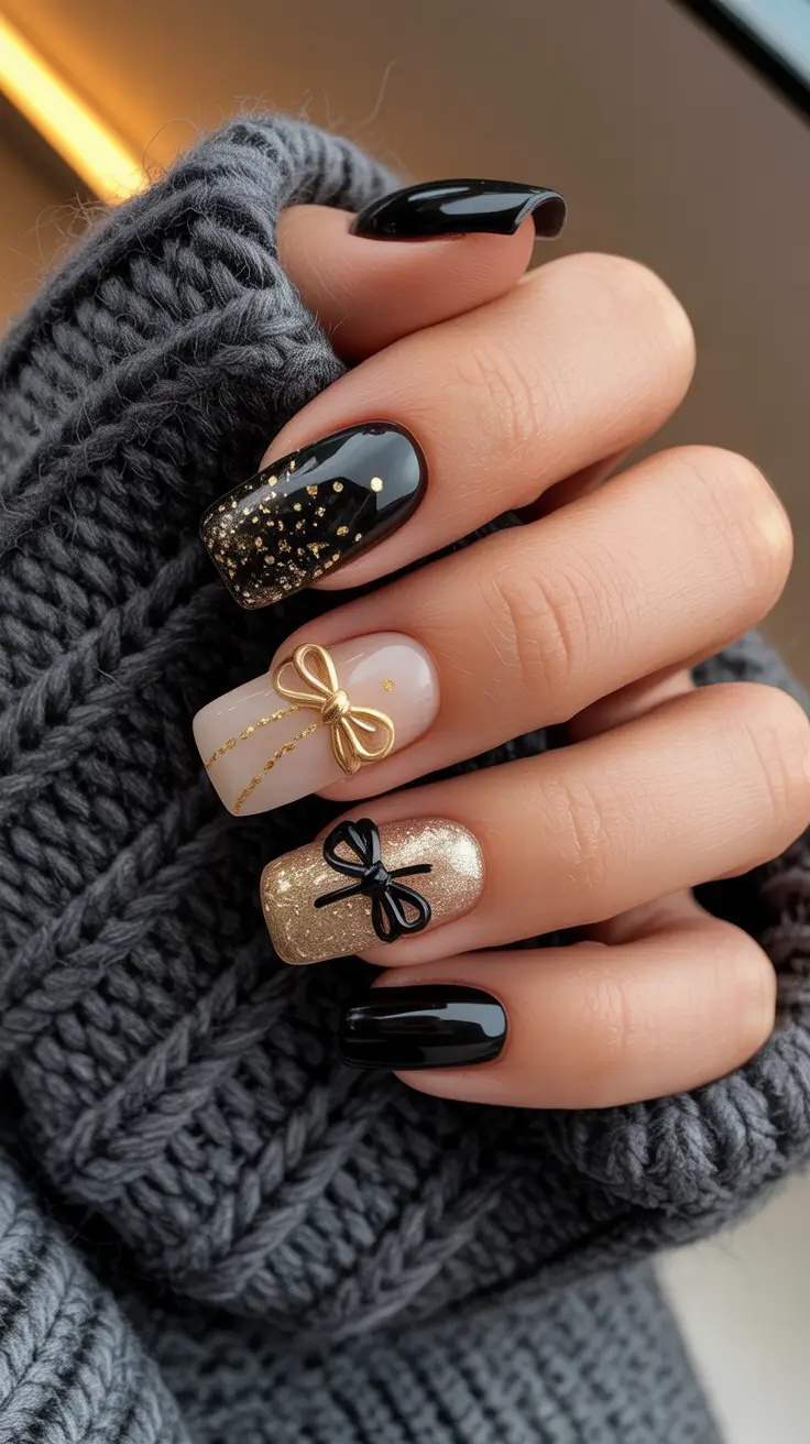 Christmas Nail Colors 2025 Midnight Gift Glam