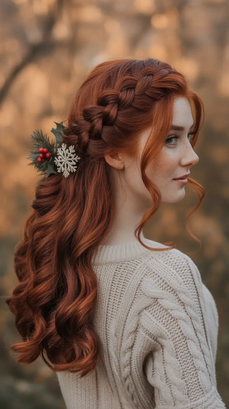 Christmas Party Hairstyles Trends 2025 Winter Braid with Copper Glow