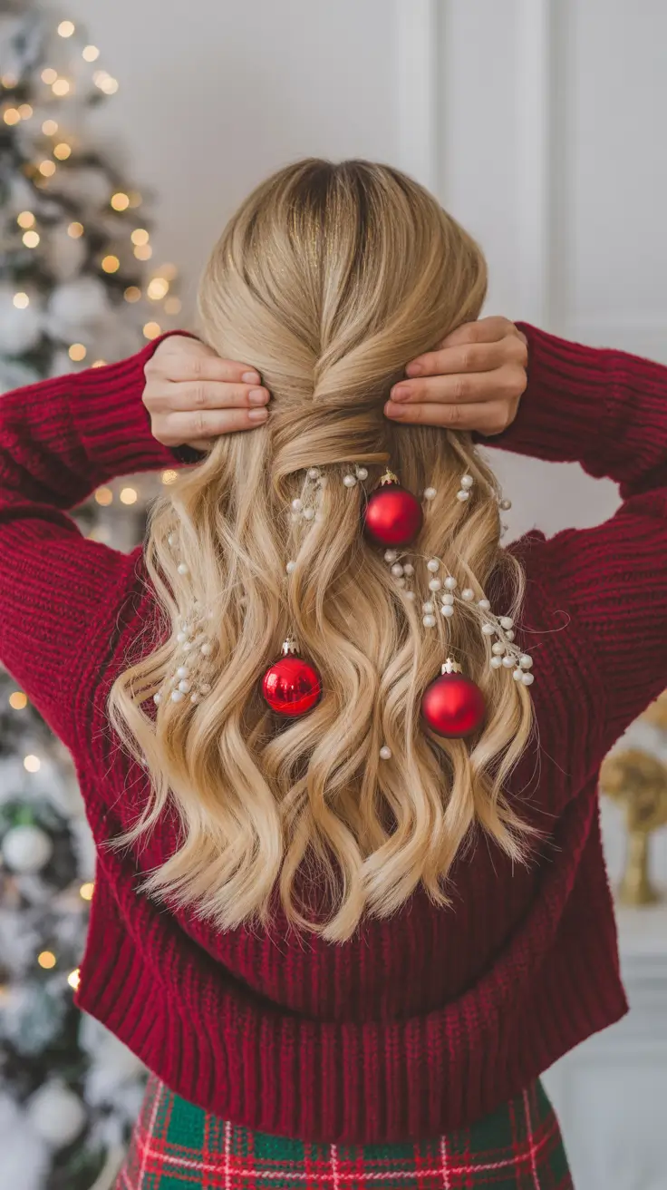 Christmas Party Hairstyles Trends 2025 Playful Ornament Curls