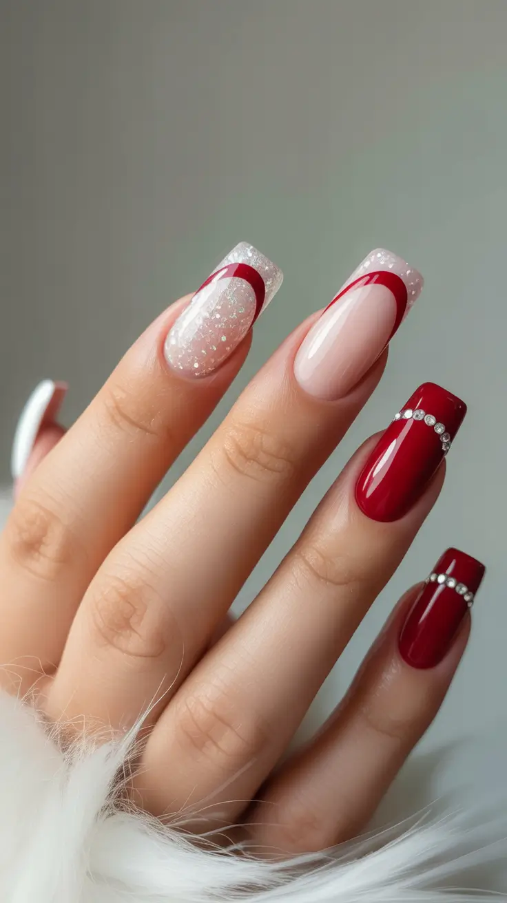 Cute Simple Nail Ideas for Christmas 2025 Ruby Ribbon French