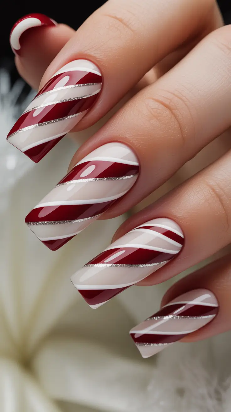 Cute Simple Nail Ideas for Christmas 2025 Candy Cane Chic
