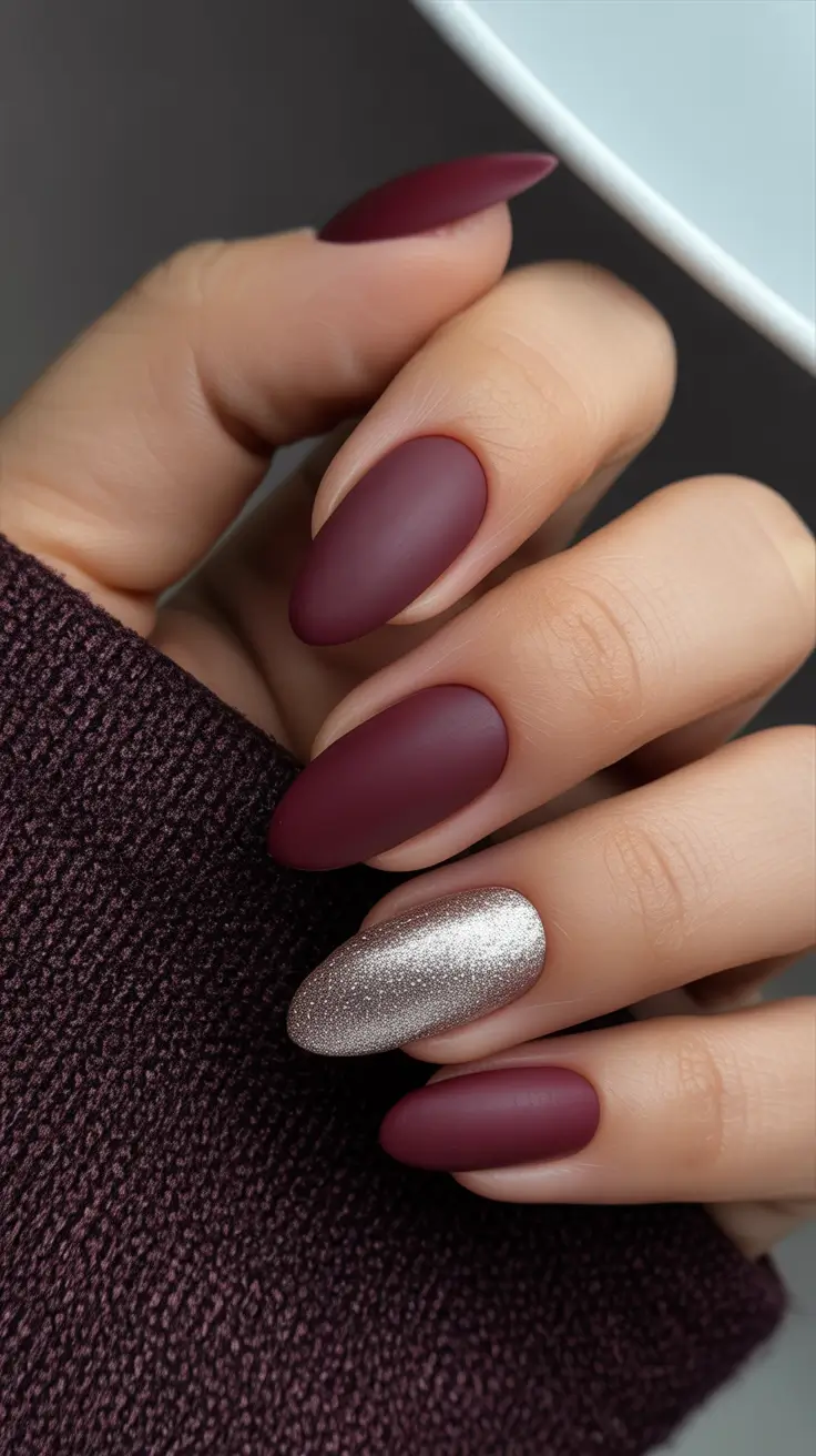 Cute Simple Nail Ideas for Christmas 2025 Mulled Wine Velvet