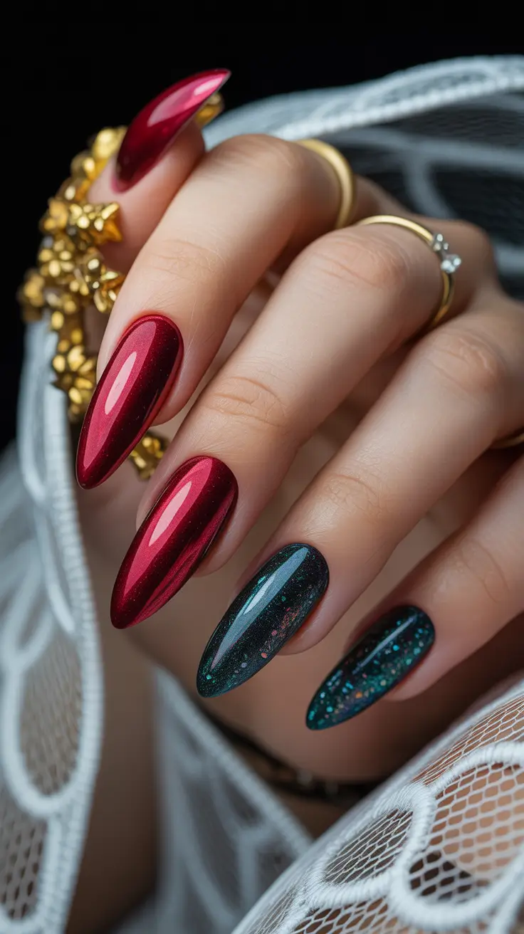 Cute Simple Nail Ideas for Christmas 2025 Midnight & Merlot